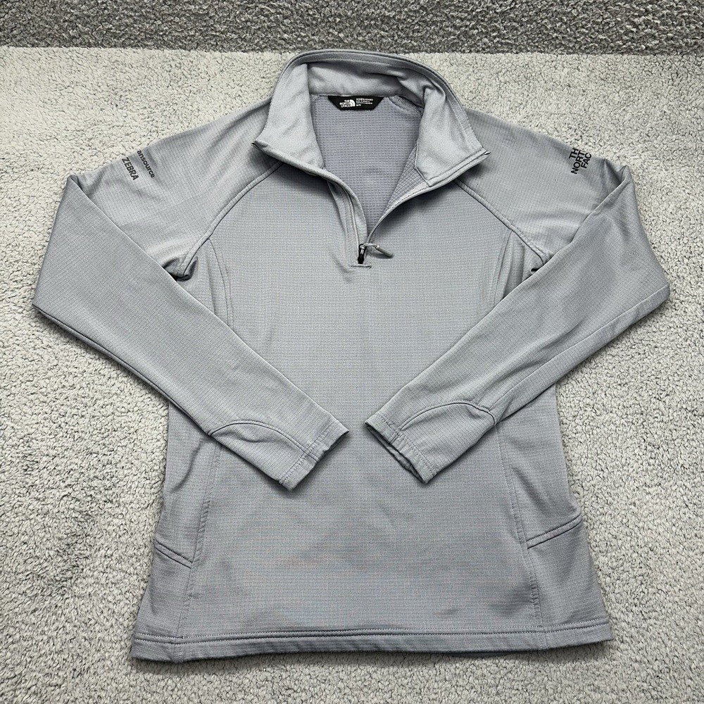 North Face NF0A47FC Womens Medium Gray 1/4 Zip Pullover Fleece ZEBRA scansource